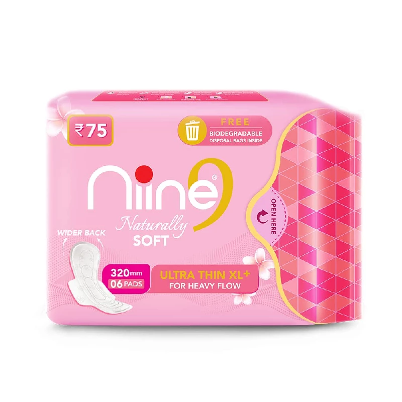 Niine Naturally Soft Ultra Thin XL+ Sanitary Pads, 6 Pads-1.webp